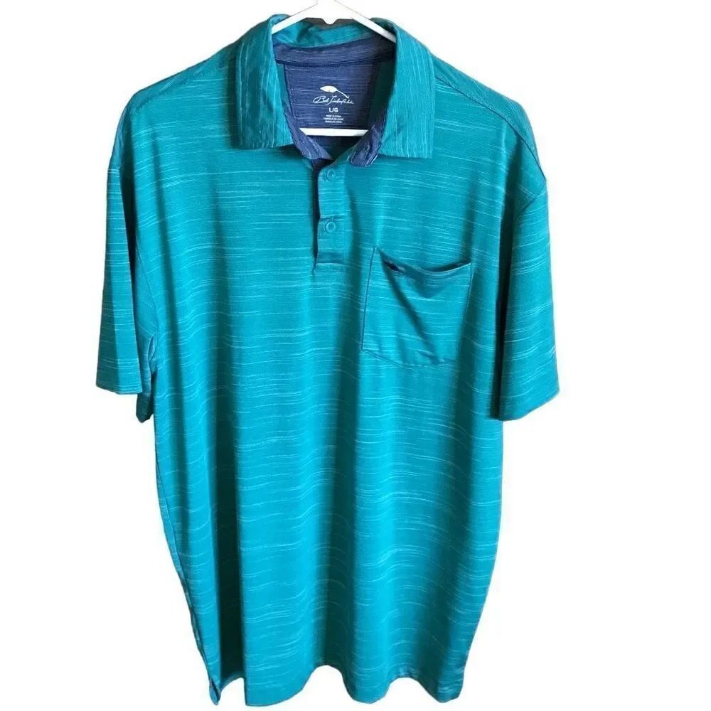 Bob Timberlake green striped Golf polo shirt Size Large